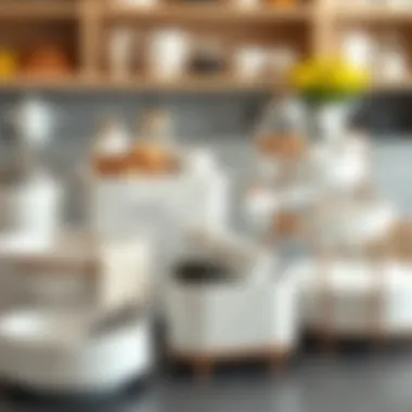 An array of marble kitchen caddies in various styles and colors.