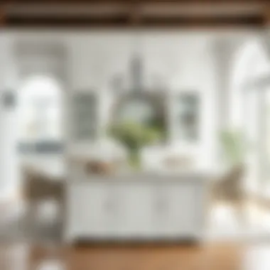 White Farmhouse Buffet in a Modern Dining Room Stylish dining room featuring a white farmhouse buffet cabinet