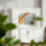 Sleek white farmhouse buffet cabinet showcasing intricate woodwork