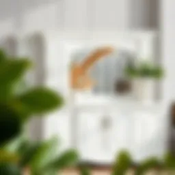 Sleek white farmhouse buffet cabinet showcasing intricate woodwork