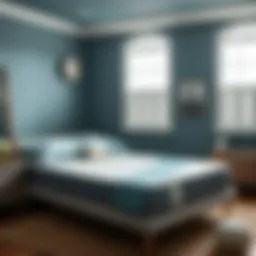 A serene bedroom featuring a fiberglass-free mattress to promote healthy sleep