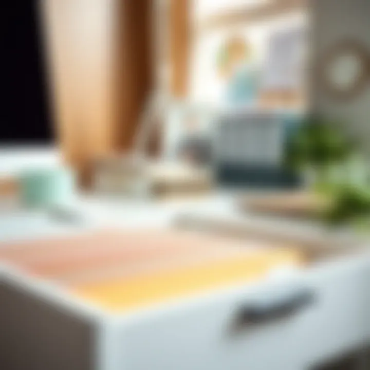 Organized Workspace with Inserts Organized workspace with file folder drawer inserts