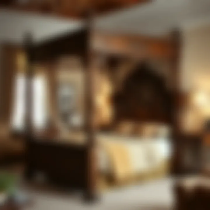 Historical four-poster bed with intricate details