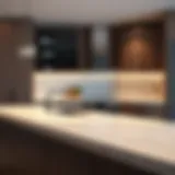 A digital rendering showcasing an elegant kitchen countertop design