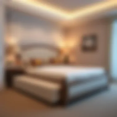 A beautifully designed full-size bed with twin trundle below