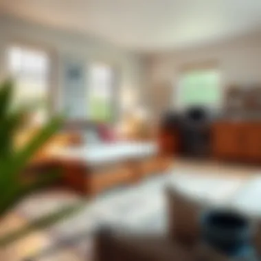 Stylish living room featuring a full-size bed and trundle setup