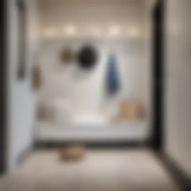 Contemporary mudroom featuring a stylish white bench