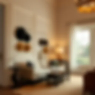 Elegant interior featuring wall-mounted hat hangers