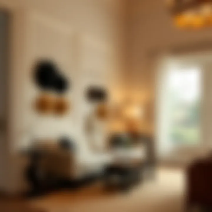 Elegant interior featuring wall-mounted hat hangers