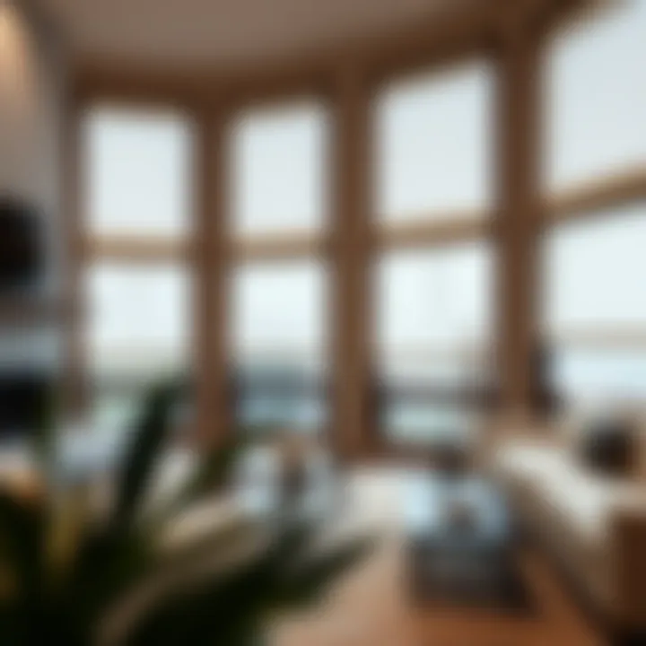 Elegant design of 6-foot window blinds in a contemporary living space