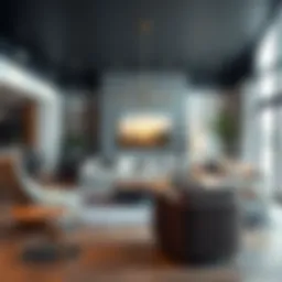 Contemporary living room showcasing stylish furniture