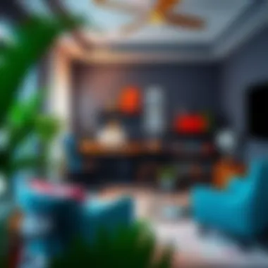 Innovative Vibrant Home Office Vibrant home office with innovative furniture design