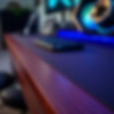 Premium Materials and Finishes Close-up of gaming desk materials and finishes