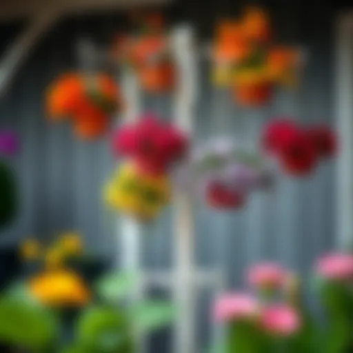 Elegant Garden Stand with Hanging Baskets Elegant garden stand showcasing vibrant hanging baskets