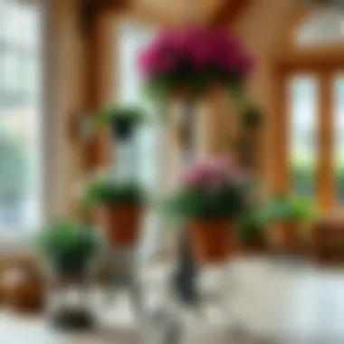 Installation guide for garden stands with hanging baskets