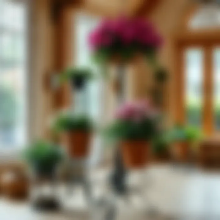 Installation guide for garden stands with hanging baskets