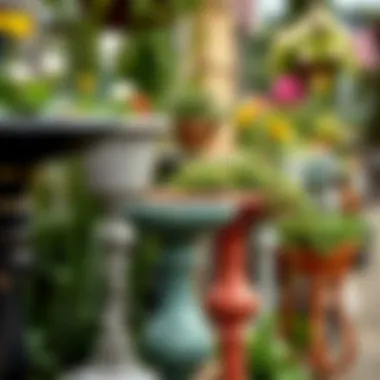 Close-up of various materials used in garden stands