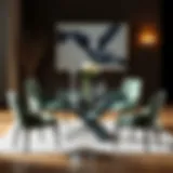 Elegant glass dining table set for six with stylish chairs