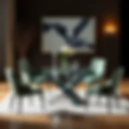 Elegant glass dining table set for six with stylish chairs