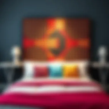 Stylish geometric patterned headboard in vibrant colors