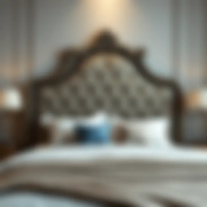 Luxurious upholstered headboard with intricate detailing