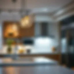 Modern track lighting illuminating a stylish kitchen