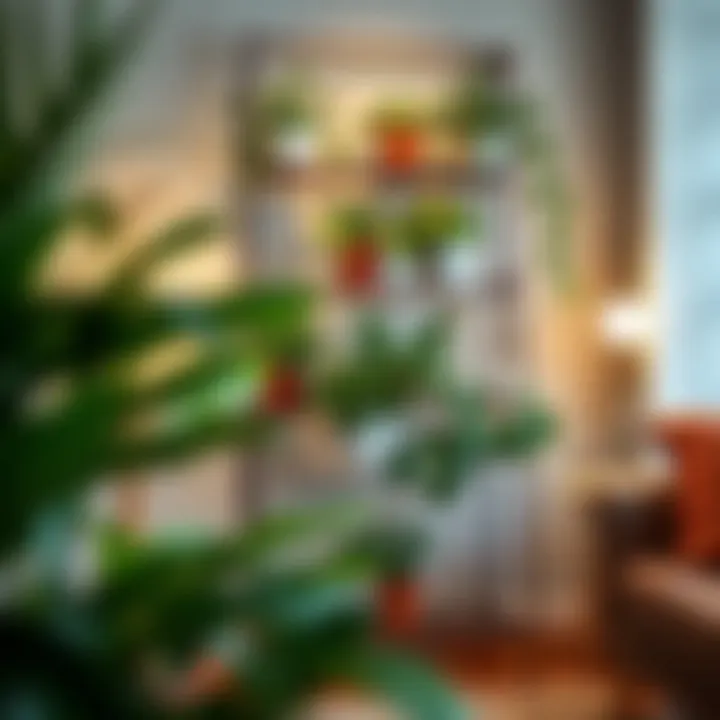 Elegant Indoor Plant Rack Design Elegant indoor plant rack showcasing various plants