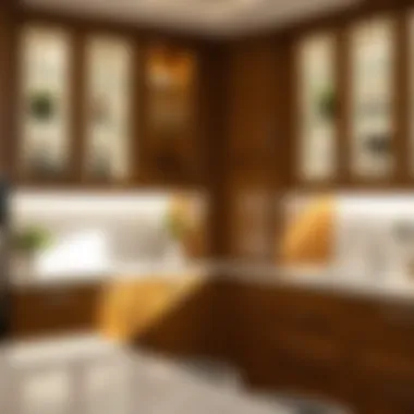 Stylish glass-front cabinets enhancing kitchen aesthetics
