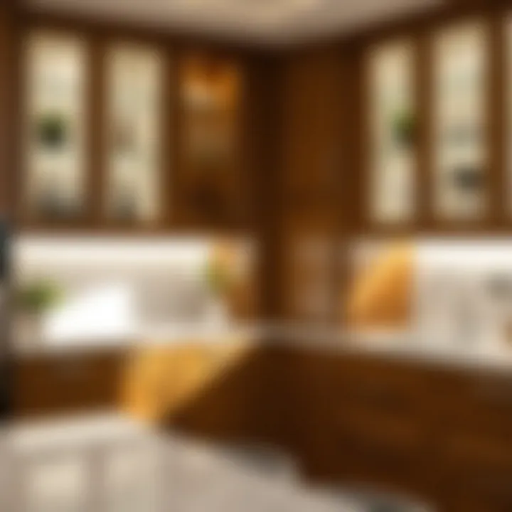 Stylish glass-front cabinets enhancing kitchen aesthetics