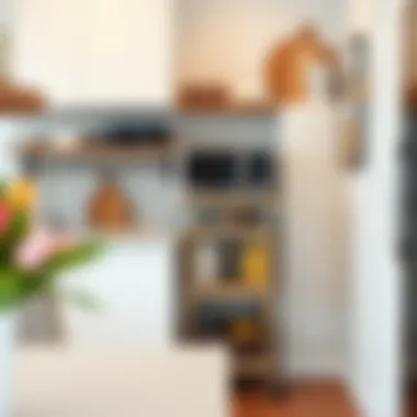 Space-Saving Kitchen Cart Compact kitchen cart optimizing space in a small kitchen