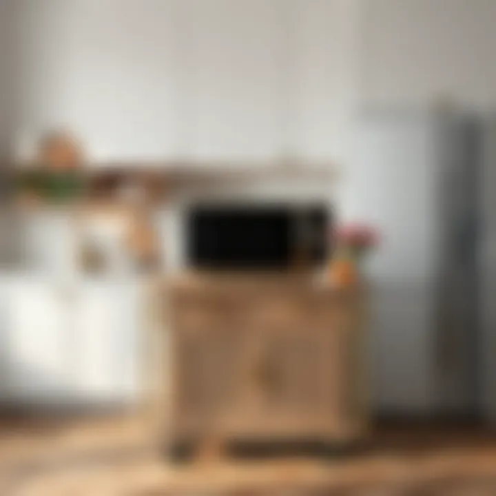 Durable Kitchen Cart Materials Stylish kitchen cart made of durable materials for microwave placement