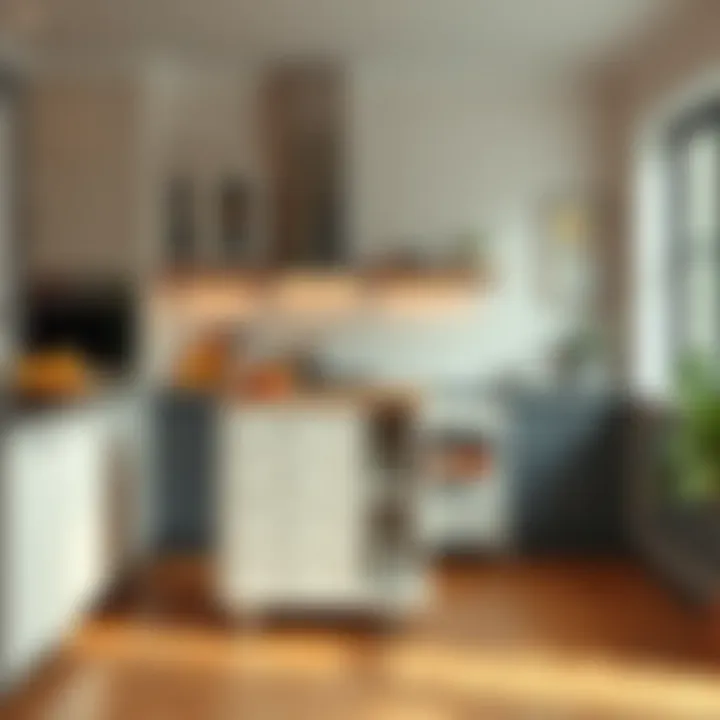 Functional Kitchen Cart in Spacious Layout Functional kitchen cart integrated into a spacious kitchen layout