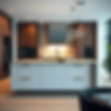 A modern kitchen island with sleek lines and innovative design elements