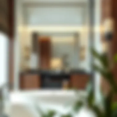 Elegant Large Mirror in a Bathroom Setting Elegant large mirror enhancing bathroom aesthetics