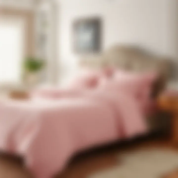 Elegant light pink full sheet set on a neatly made bed