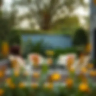 Chic Outdoor Seating Arrangement Stylish low-cost patio set in a garden