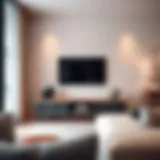 Sleek low profile TV media console in a modern living room