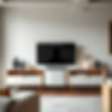 Stylish low profile media console showcasing unique design elements