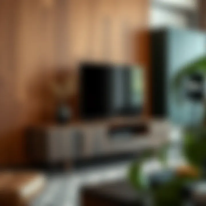 Various materials and finishes for low profile TV media consoles