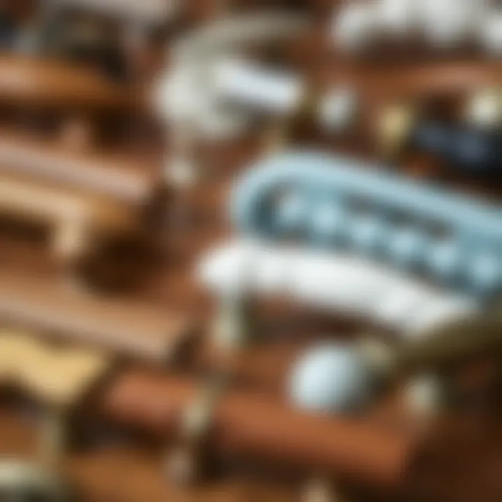 Variety of Cabinet Pull Materials A variety of cabinet pull materials including wood, metal, and ceramic.