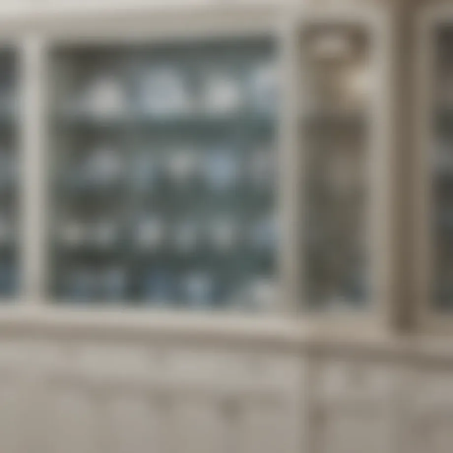 Elegant display of Lowe's glass cabinet showcasing fine china.