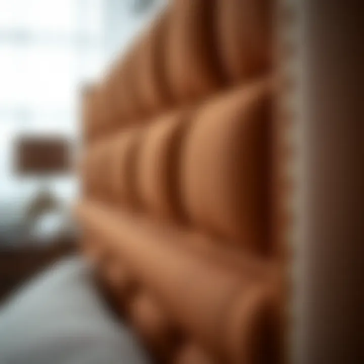 Detailed Design Elements of MCM Headboard Close-up of MCM headboard design elements