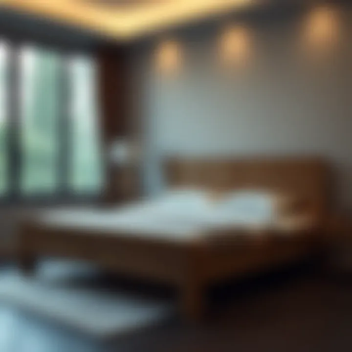 Sustainable Wooden Double Bed Frame Sustainable wooden double bed frame highlighting eco-friendly materials