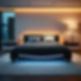 Stylish modern sleigh bed with integrated LED lighting