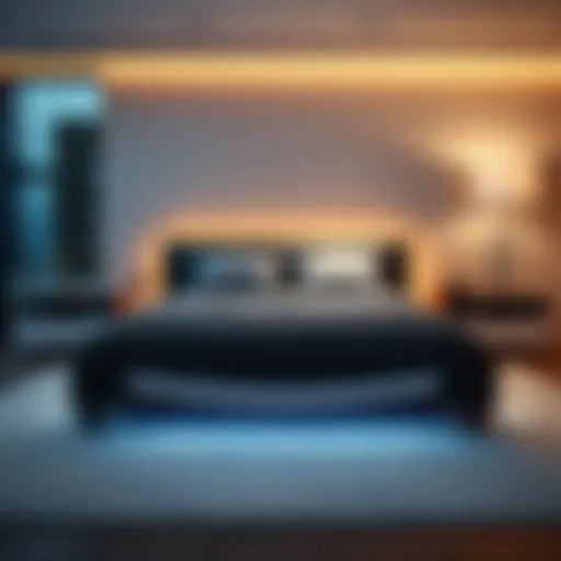 Stylish modern sleigh bed with integrated LED lighting