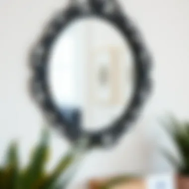 Close-up of a 14-inch wall mirror showcasing intricate frame design