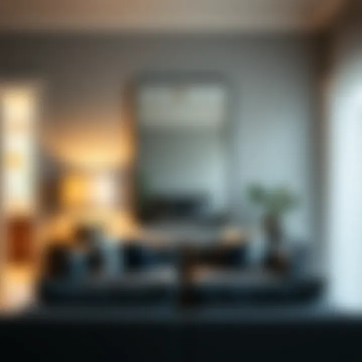 14-inch wall mirror in a stylish living room setting