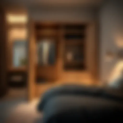 Sleek wardrobe featuring hidden compartments for clothing storage