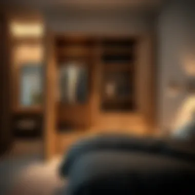 Sleek Wardrobe with Hidden Compartments Sleek wardrobe featuring hidden compartments for clothing storage