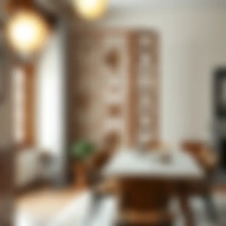 Unique decorative room divider adding character to a dining area